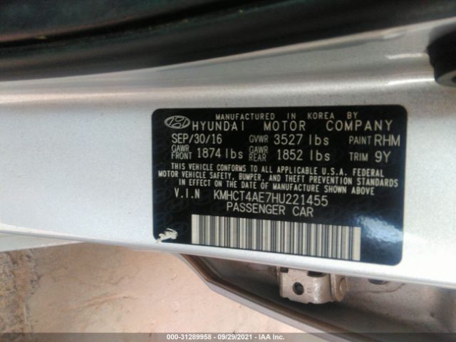 Photo 8 VIN: KMHCT4AE7HU221455 - HYUNDAI ACCENT 