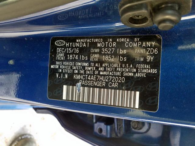 Photo 9 VIN: KMHCT4AE7HU272020 - HYUNDAI ACCENT SE 