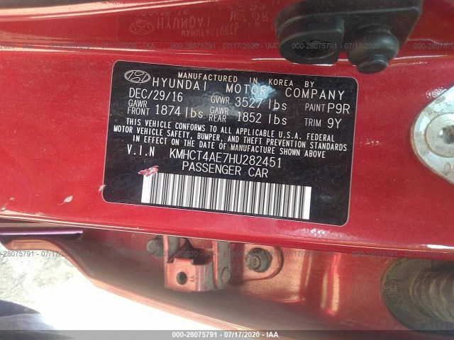 Photo 8 VIN: KMHCT4AE7HU282451 - HYUNDAI ACCENT 