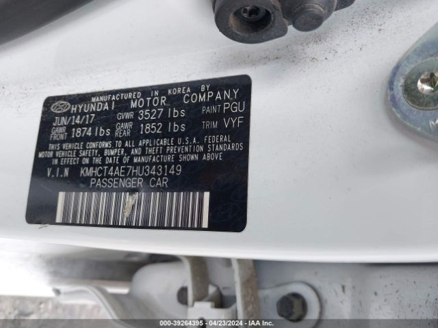 Photo 8 VIN: KMHCT4AE7HU343149 - HYUNDAI ACCENT 