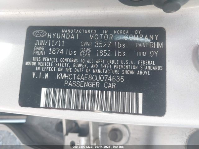 Photo 8 VIN: KMHCT4AE8CU074636 - HYUNDAI ACCENT 