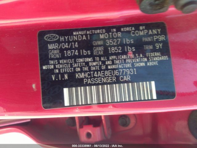 Photo 8 VIN: KMHCT4AE8EU677931 - HYUNDAI ACCENT 