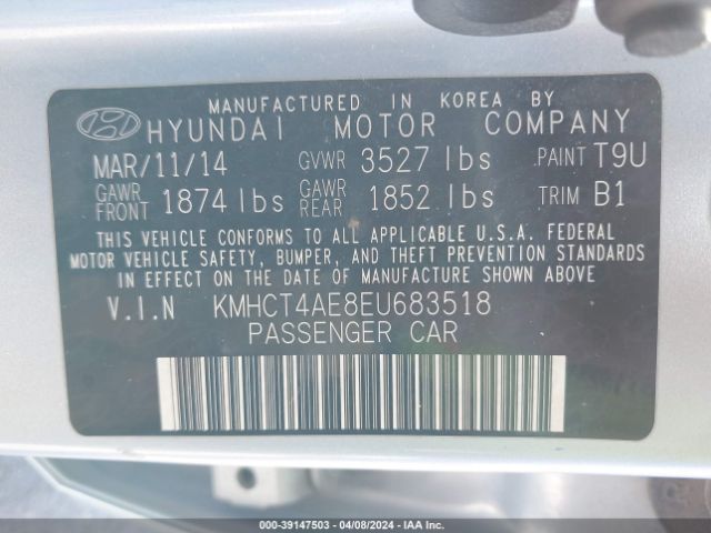 Photo 8 VIN: KMHCT4AE8EU683518 - HYUNDAI ACCENT 