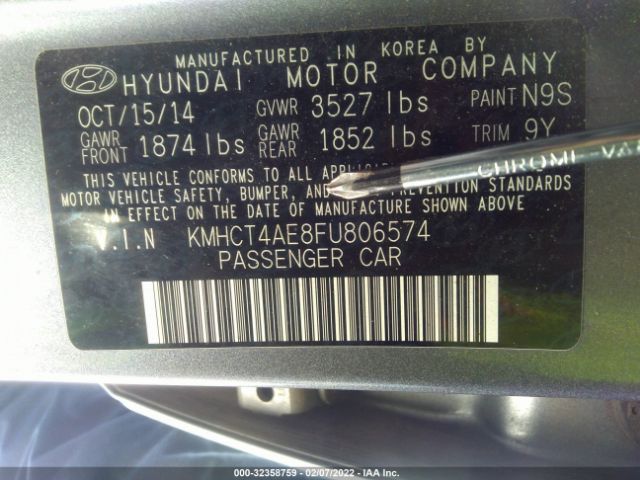 Photo 8 VIN: KMHCT4AE8FU806574 - HYUNDAI ACCENT 