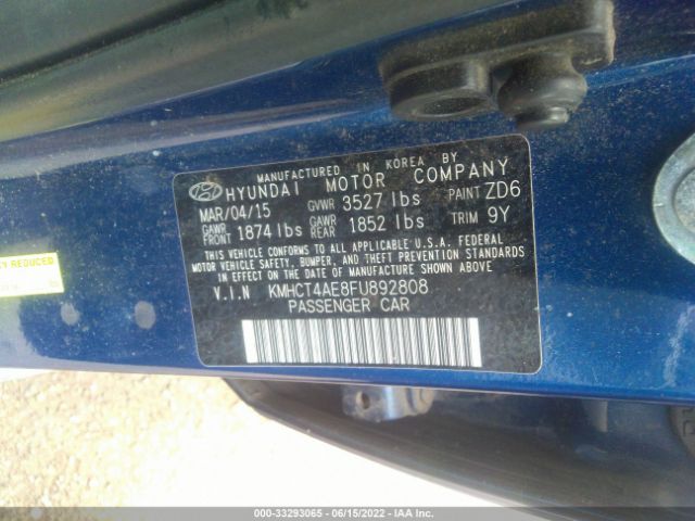 Photo 8 VIN: KMHCT4AE8FU892808 - HYUNDAI ACCENT 