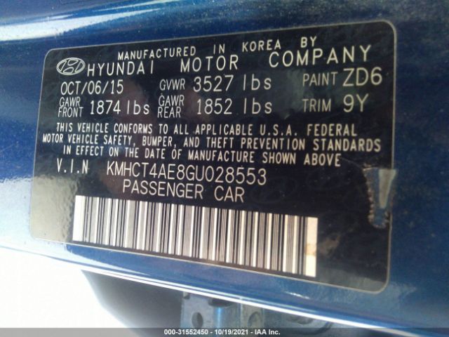 Photo 8 VIN: KMHCT4AE8GU028553 - HYUNDAI ACCENT 