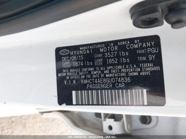 Photo 8 VIN: KMHCT4AE8GU074383 - HYUNDAI ACCENT 