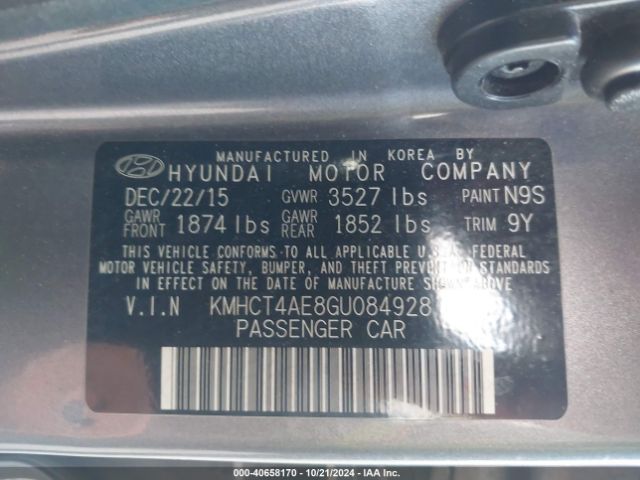 Photo 8 VIN: KMHCT4AE8GU084928 - HYUNDAI ACCENT 