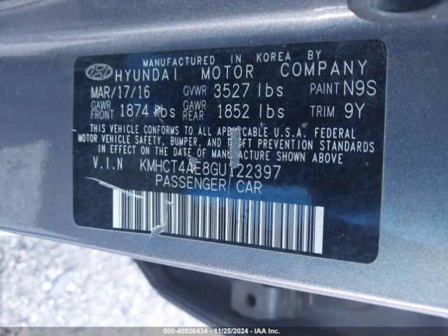 Photo 8 VIN: KMHCT4AE8GU122397 - HYUNDAI ACCENT 