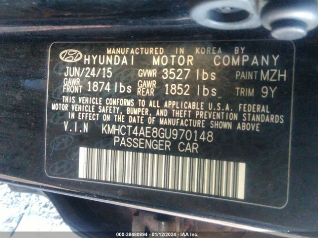 Photo 8 VIN: KMHCT4AE8GU970148 - HYUNDAI ACCENT 