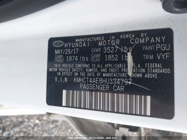 Photo 8 VIN: KMHCT4AE8HU334797 - HYUNDAI ACCENT 