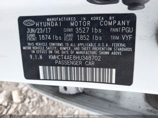 Photo 8 VIN: KMHCT4AE8HU348702 - HYUNDAI ACCENT 