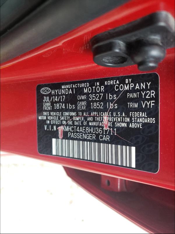 Photo 9 VIN: KMHCT4AE8HU361711 - HYUNDAI ACCENT SE 