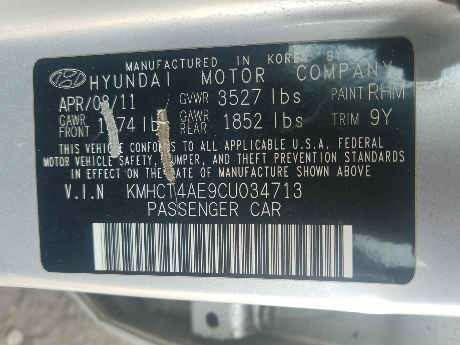 Photo 9 VIN: KMHCT4AE9CU034713 - HYUNDAI ACCENT GLS 