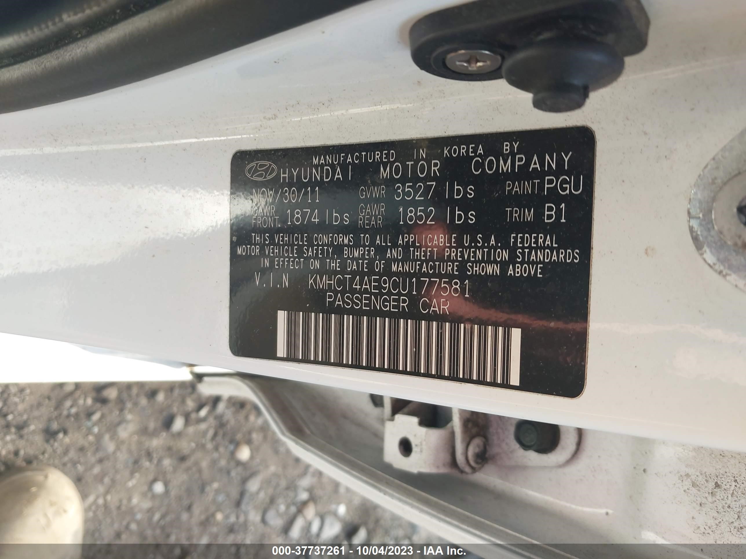 Photo 8 VIN: KMHCT4AE9CU177581 - HYUNDAI ACCENT 