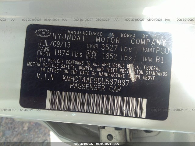 Photo 8 VIN: KMHCT4AE9DU537837 - HYUNDAI ACCENT 