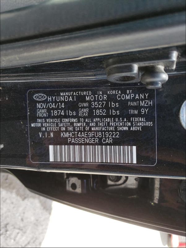 Photo 9 VIN: KMHCT4AE9FU819222 - HYUNDAI ACCENT GLS 