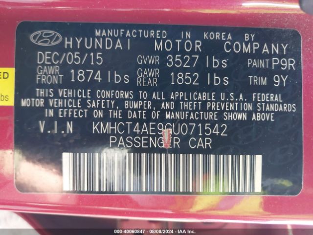 Photo 8 VIN: KMHCT4AE9GU071542 - HYUNDAI ACCENT 