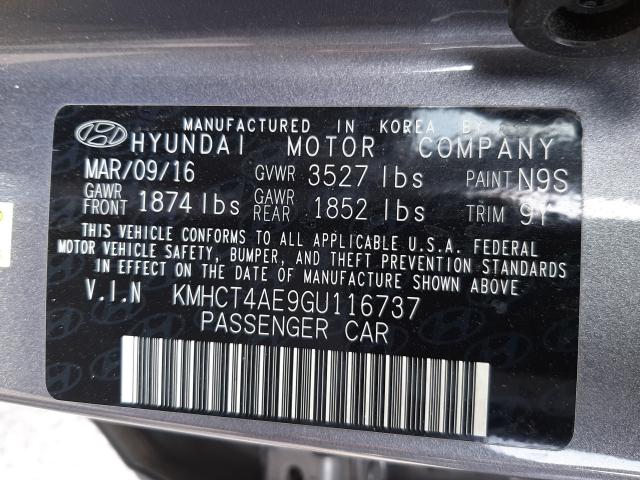 Photo 9 VIN: KMHCT4AE9GU116737 - HYUNDAI ACCENT SE 