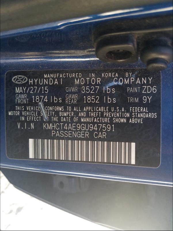 Photo 9 VIN: KMHCT4AE9GU947591 - HYUNDAI ACCENT SE 