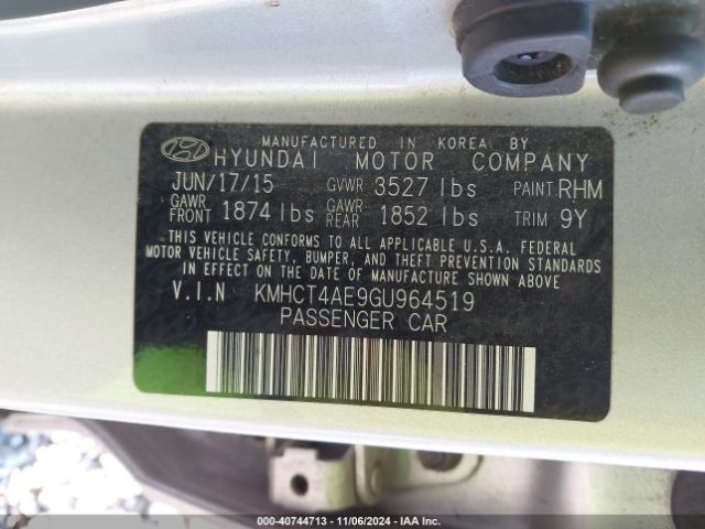 Photo 8 VIN: KMHCT4AE9GU964519 - HYUNDAI ACCENT 