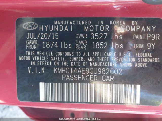 Photo 8 VIN: KMHCT4AE9GU982602 - HYUNDAI ACCENT 