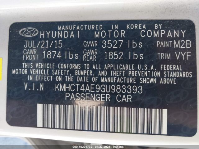 Photo 8 VIN: KMHCT4AE9GU983393 - HYUNDAI ACCENT 