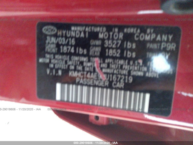 Photo 8 VIN: KMHCT4AE9HU167219 - HYUNDAI ACCENT 