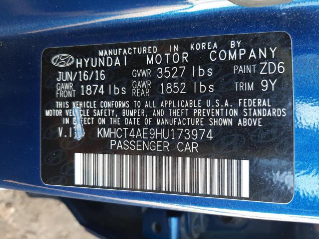 Photo 11 VIN: KMHCT4AE9HU173974 - HYUNDAI ACCENT SE 