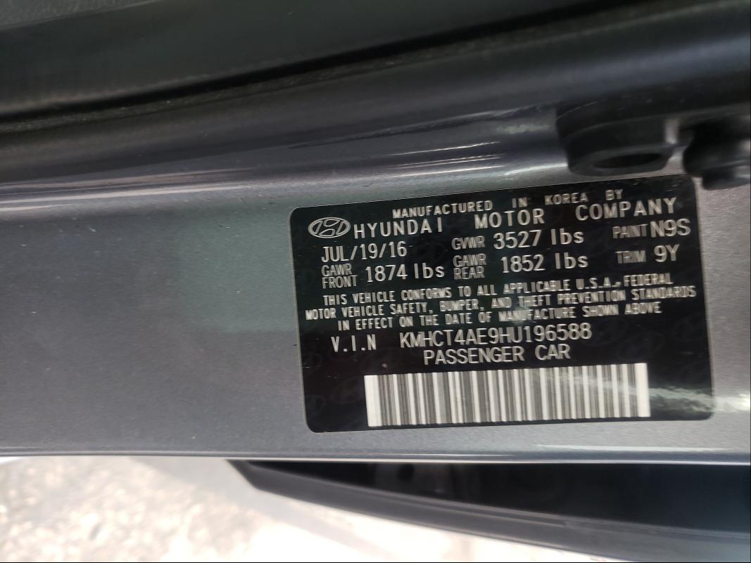 Photo 9 VIN: KMHCT4AE9HU196588 - HYUNDAI ACCENT SE 