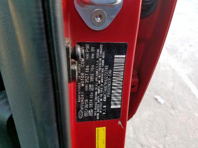 Photo 9 VIN: KMHCT4AE9HU272746 - HYUNDAI ACCENT SE 