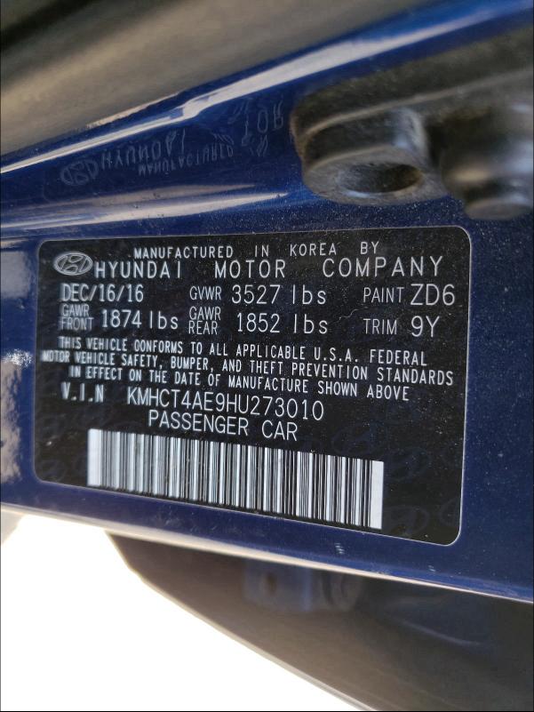 Photo 9 VIN: KMHCT4AE9HU273010 - HYUNDAI ACCENT SE 