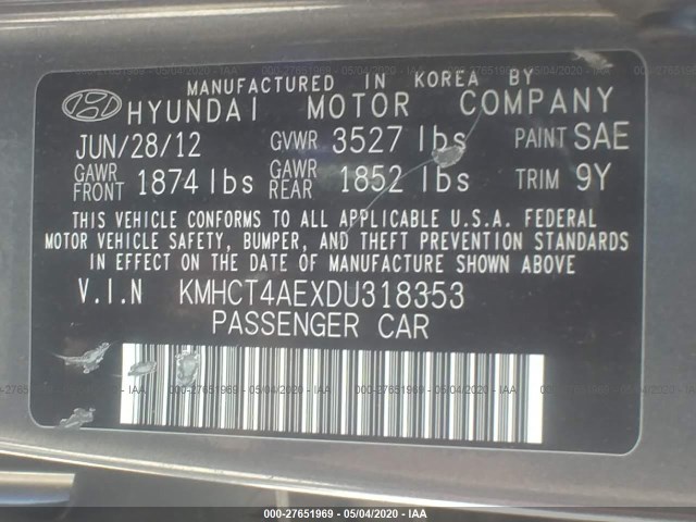 Photo 8 VIN: KMHCT4AEXDU318353 - HYUNDAI ACCENT 