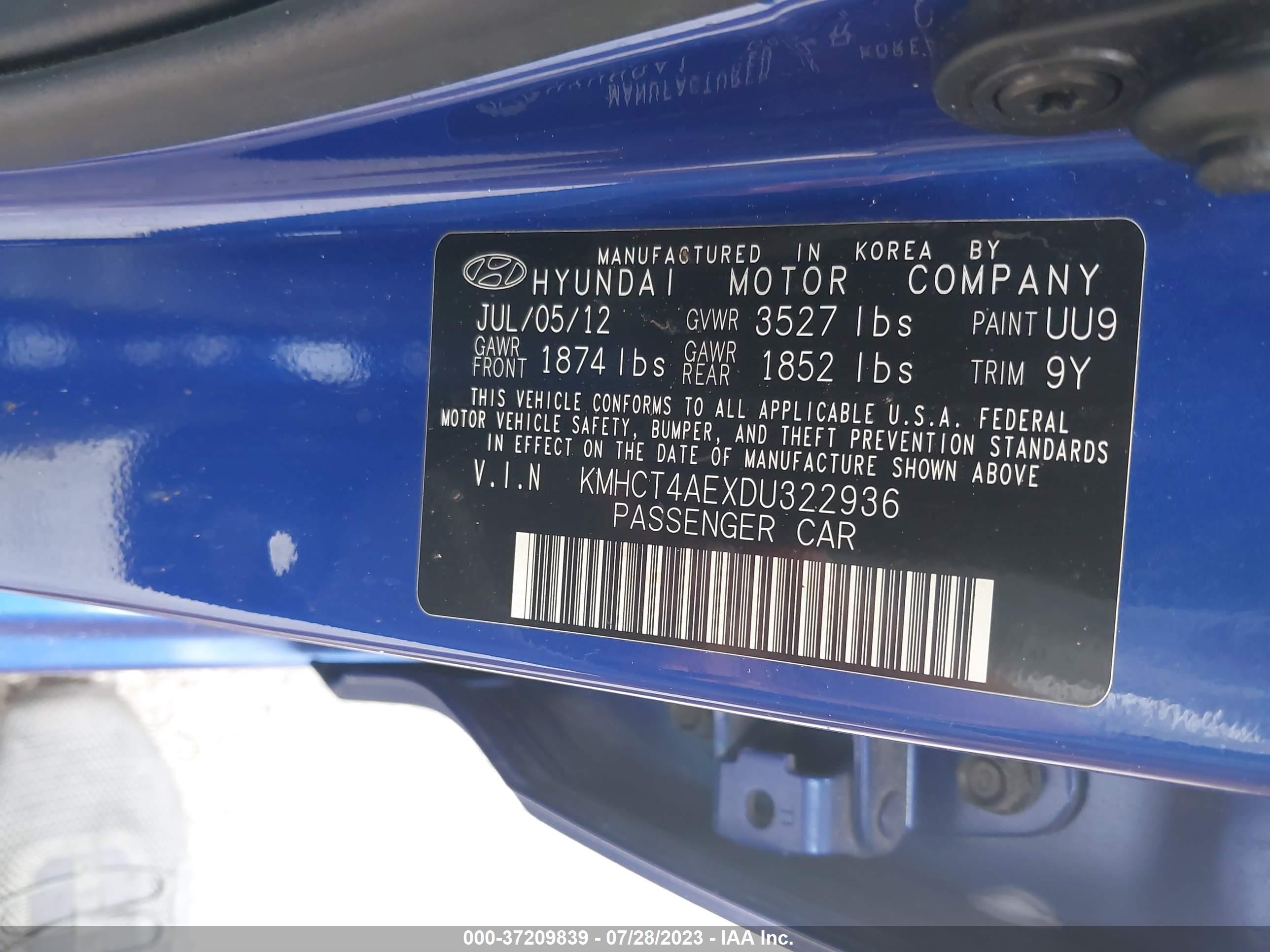 Photo 8 VIN: KMHCT4AEXDU322936 - HYUNDAI ACCENT 