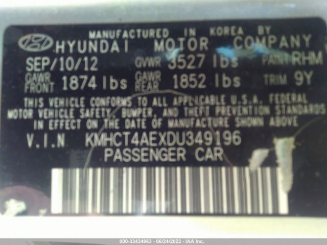 Photo 8 VIN: KMHCT4AEXDU349196 - HYUNDAI ACCENT 