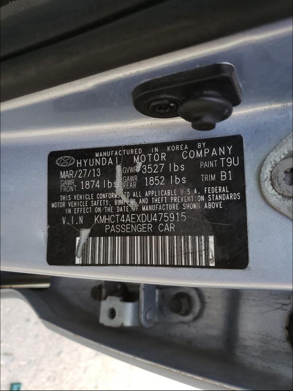 Photo 9 VIN: KMHCT4AEXDU475915 - HYUNDAI ACCENT GLS 