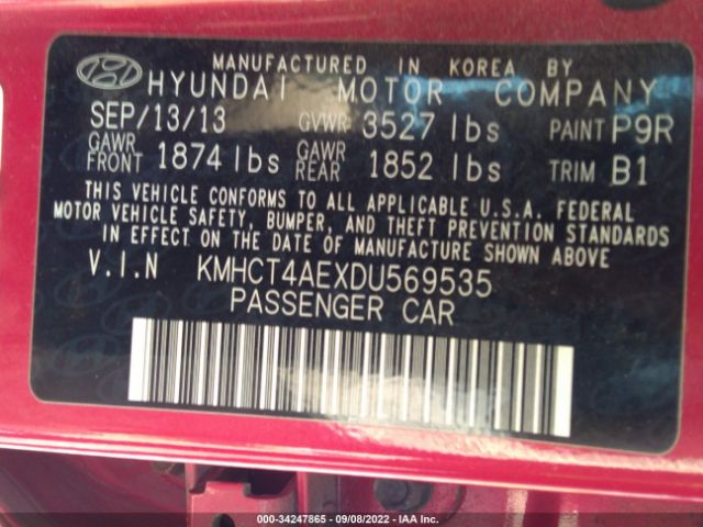 Photo 8 VIN: KMHCT4AEXDU569535 - HYUNDAI ACCENT 