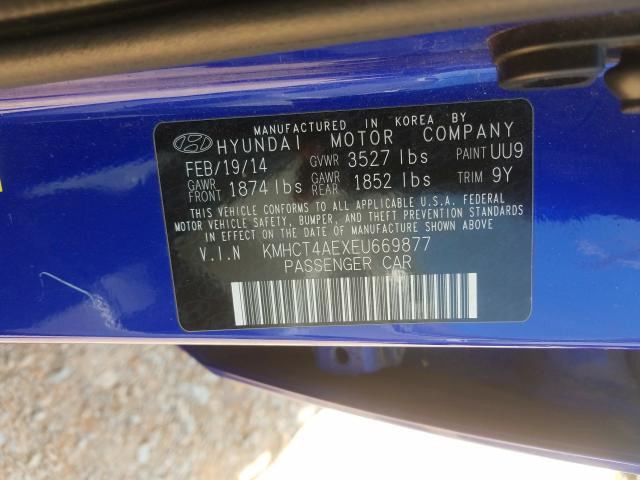 Photo 9 VIN: KMHCT4AEXEU669877 - HYUNDAI ACCENT GLS 