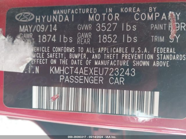 Photo 8 VIN: KMHCT4AEXEU723243 - HYUNDAI ACCENT 