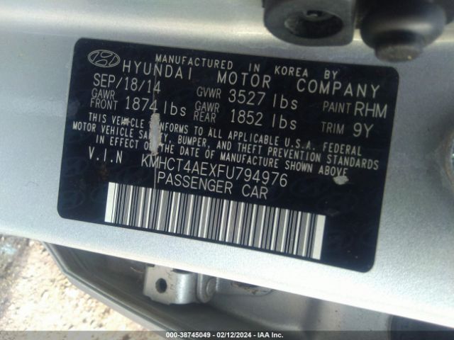 Photo 8 VIN: KMHCT4AEXFU794976 - HYUNDAI ACCENT 