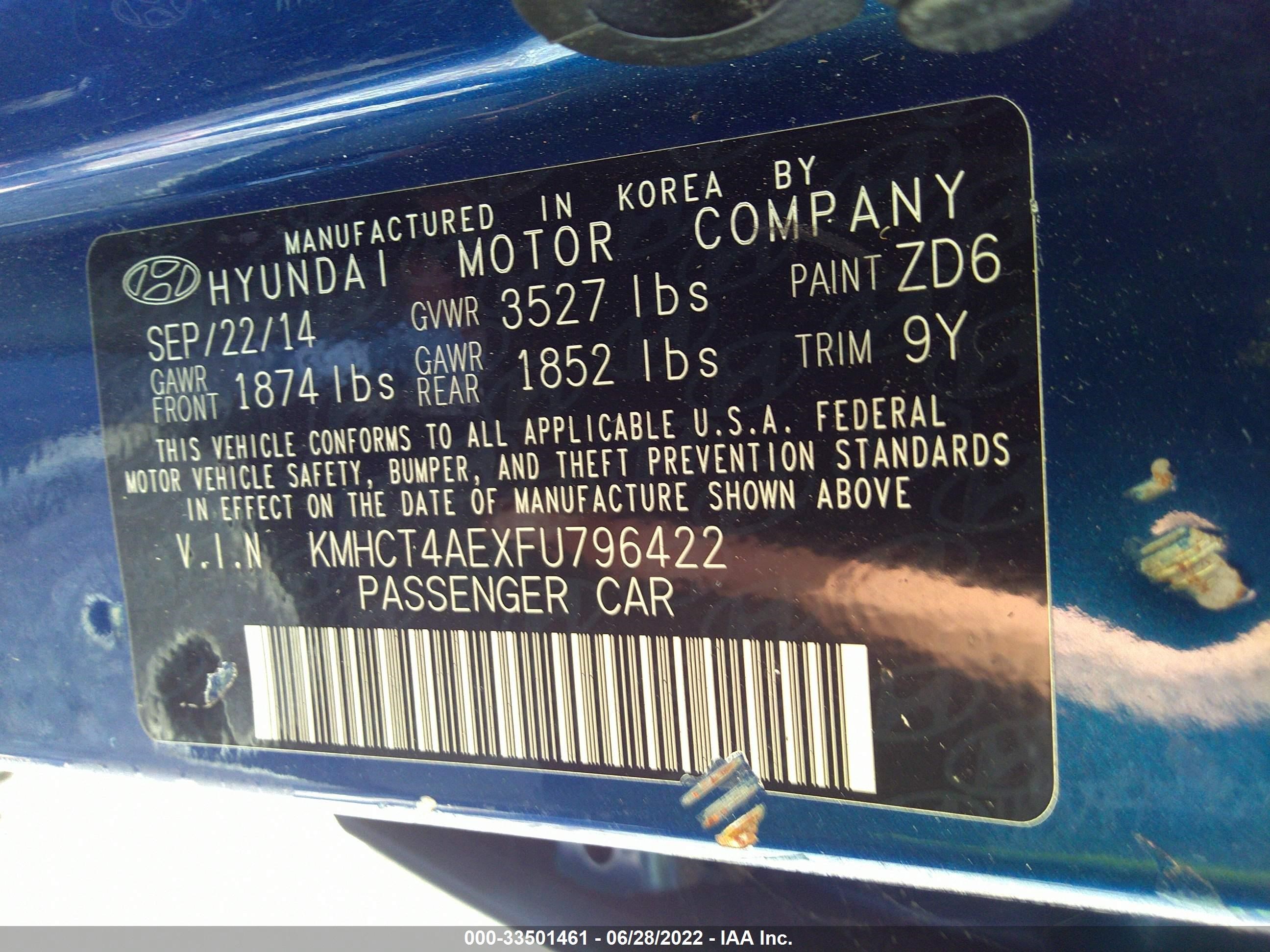 Photo 8 VIN: KMHCT4AEXFU796422 - HYUNDAI ACCENT 