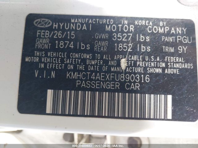 Photo 8 VIN: KMHCT4AEXFU890316 - HYUNDAI ACCENT 