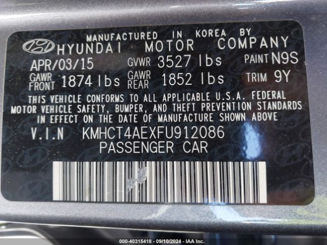 Photo 8 VIN: KMHCT4AEXFU912086 - HYUNDAI ACCENT 