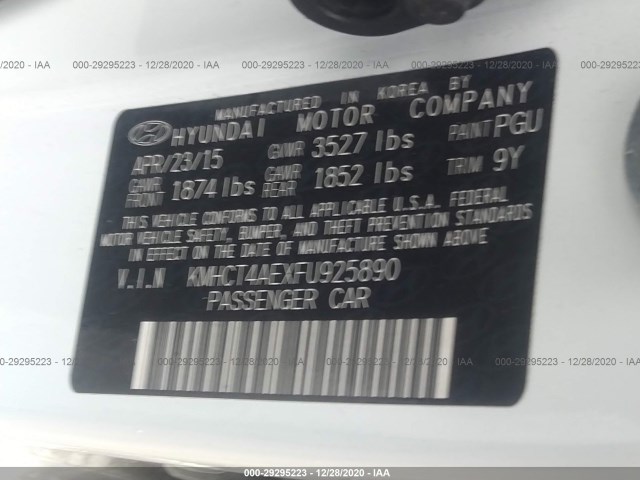 Photo 8 VIN: KMHCT4AEXFU925890 - HYUNDAI ACCENT 