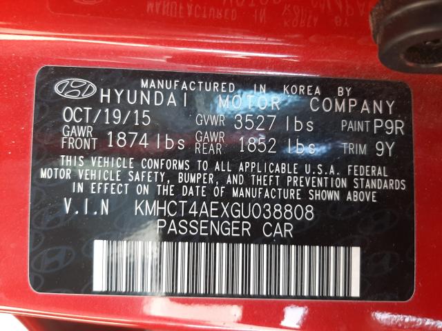 Photo 9 VIN: KMHCT4AEXGU038808 - HYUNDAI ACCENT SE 