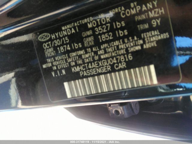 Photo 8 VIN: KMHCT4AEXGU047816 - HYUNDAI ACCENT 