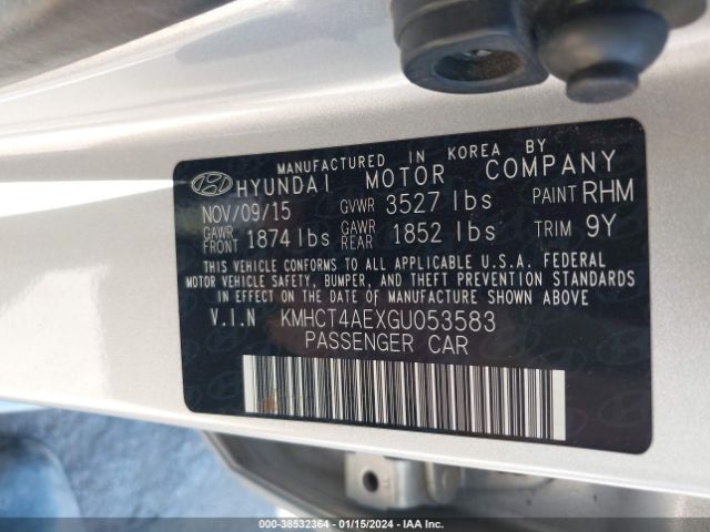 Photo 8 VIN: KMHCT4AEXGU053583 - HYUNDAI ACCENT 