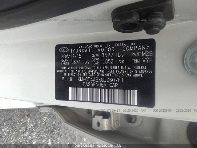 Photo 8 VIN: KMHCT4AEXGU060761 - HYUNDAI ACCENT 