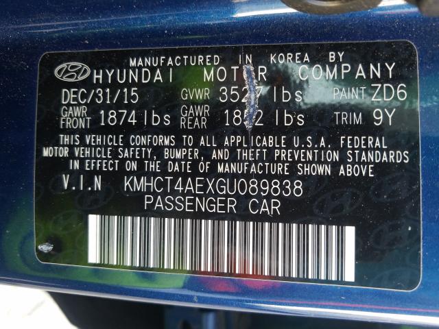 Photo 9 VIN: KMHCT4AEXGU089838 - HYUNDAI ACCENT SE 