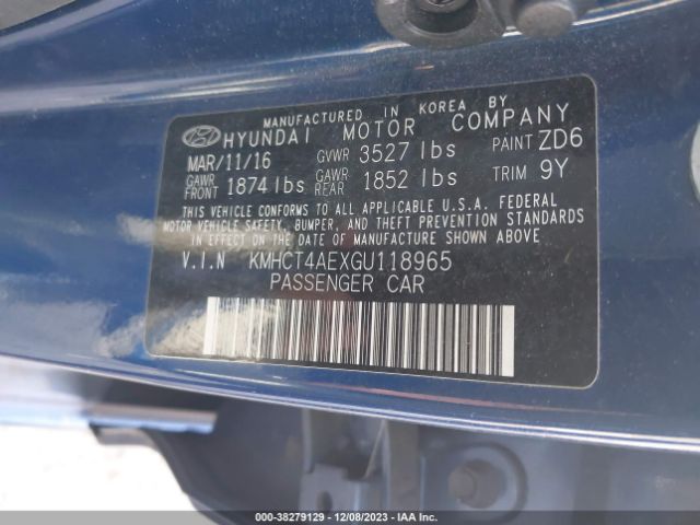 Photo 8 VIN: KMHCT4AEXGU118965 - HYUNDAI ACCENT 